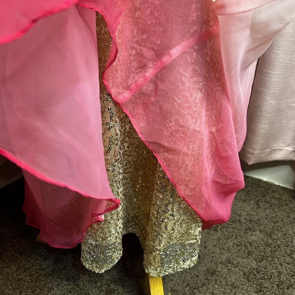 Jump Apparel 9/10 Formal Gold Sequin Pink Ombre Baby Doll Maxi Dress Homecoming - Picture 8 of 16